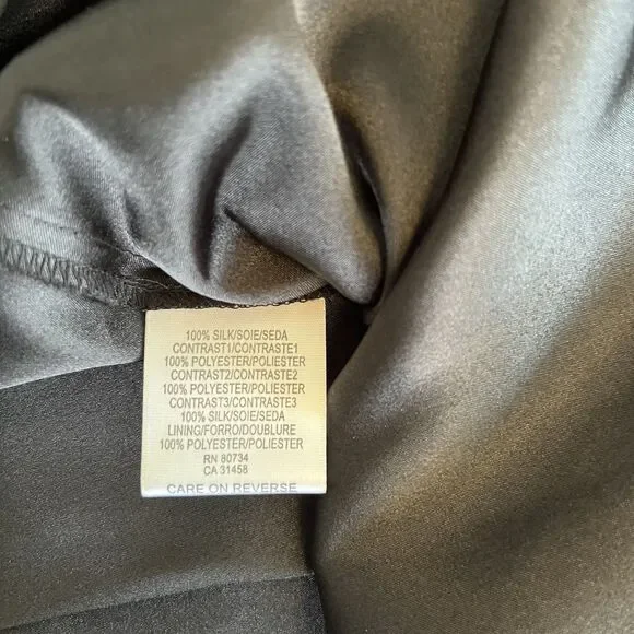 BCBG MaxAzria Dress Size 0 Silk Black Long Cap Sleeve Formal Black Tie Classic - Picture 15 of 16